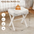 thumbnail image 2 of Taburete Memobarco de piel, 46 cm, con patas en X de metal, color blanco, 2 of 9