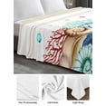 thumbnail image 5 of Twin XL Size Flat Sheet Only, Blue Starfish Beach Soft Brushed Microfiber Bed Sheets, Summer Coral Conch Coastal Retro Beige Hotel Quality Breathable Bedding Top Sheet, Easy Care, 66"x102", 5 of 9