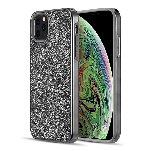 Crystal Bling Rhinestone Hard Back Case Hybrid Electroplated Bumper Frame Cover for iPhone 14/ iPhone 13 6.1 inch