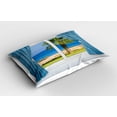 thumbnail image 2 of Ambesonne Colorful Pillow Sham 2 Pack, Shore Palm Tree Island, 30"x20", Blue Green, 2 of 3