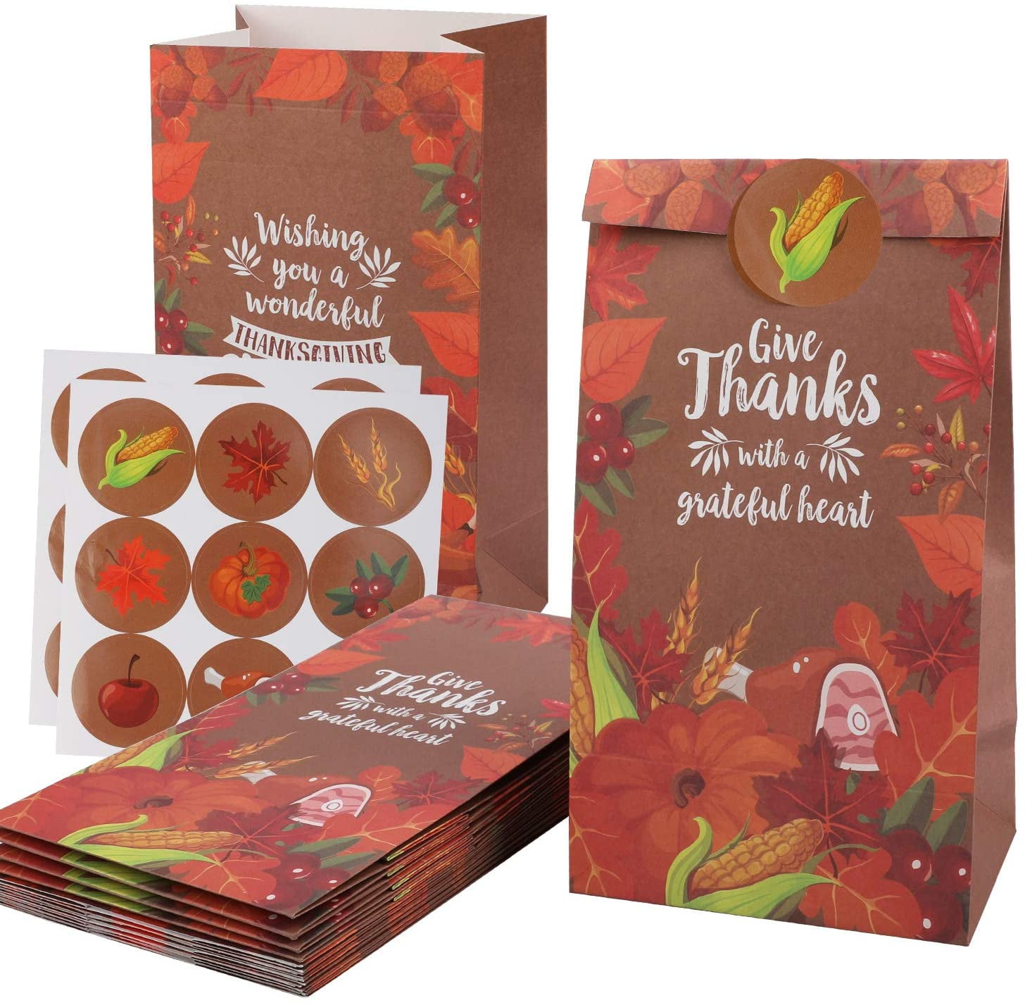 12 Pack Thanksgiving Paper Gift Bags, Goodie Bags ...