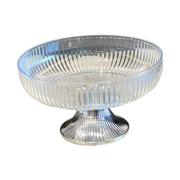 Frutero, cuenco decorativo con pedestal, cuencos para comida, ensaladera, frutero con pedestal duradero. Plata clara