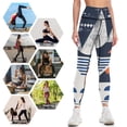 thumbnail image 4 of Simplicity Vintage Geometric Lake High Waisted Leggings for Women Regular & Plus - No See Through Tummy Control Cycling Workout Yoga Pants without Pockets XL, 4 of 6