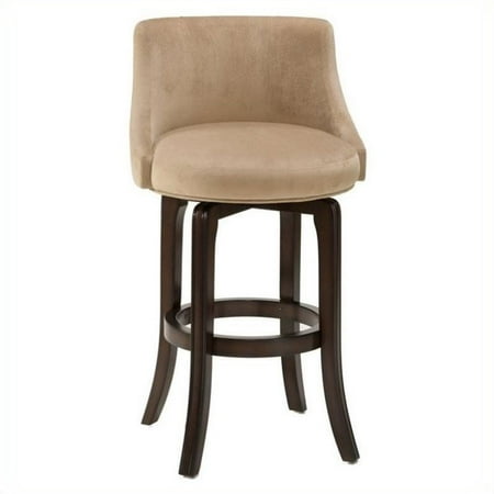 Wooden Swivel Counter Stools Hillsdale Napa Valley Swivel Counter Stool, Dark Brown Cherry Finish and Textured Khaki Fabric ()