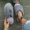 thumbnail image 7 of JeashCHAT Women's Slippers Open Toe Fuzzy House Slippers Fluffy Soft Home Shoes Comfy Indoor Outdoor Slip On Breathable Flat Slippers (Gray), 7 of 7