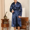 thumbnail image 6 of Dovford Men's Lightweight Kimono Robe Japanese Bathrobes 3/4 sleeves Casual Open Front Long Cardigan Cloak Coat with Belt, 6 of 7