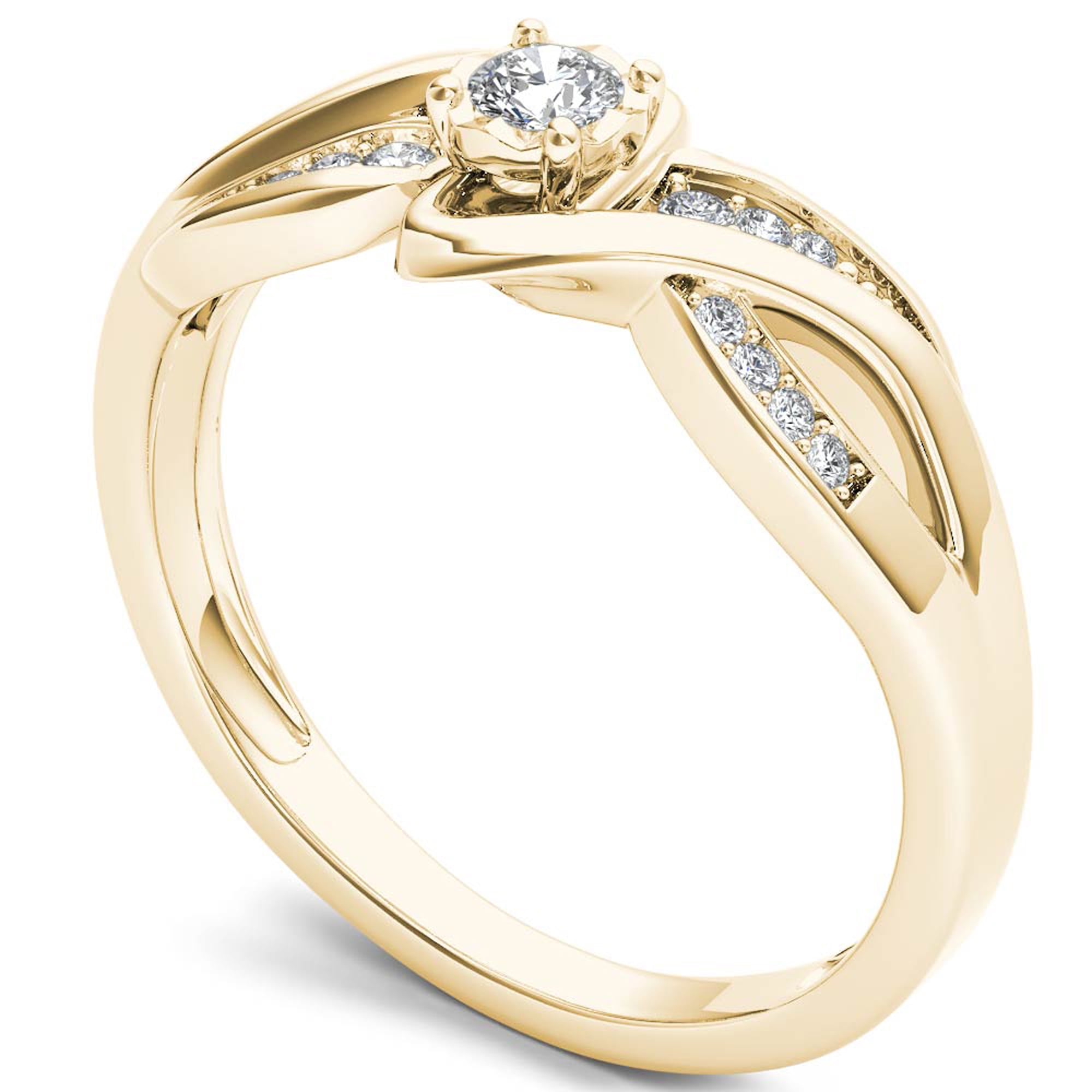 1/6Ct TDW Diamond 10K Yellow Gold Bypass Engagement Ring