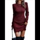 thumbnail image 1 of Suéter Corto Elegante de Larga con Cuello Redondo para Mujer, Ajustado, Elegante, para Otoño e Invierno, Minivestido de Punto Vino Tinto XXL, 1 of 7