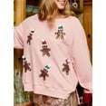 thumbnail image 3 of KelaJuan Women’s Crewneck Sweatshirt Loose Santa Claus Sequins Print Long Lantern Sleeve Tops for Christmas, 3 of 5