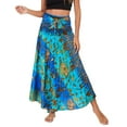 thumbnail image 5 of Lu's Chic Women's Long Boho Skirts Bohemian Hippie Skirts Summer Travel Beach Flowy Gypsy Maxi Long Skirts Pleated Halter Midi Dresses Smocked Elastic High Waist Tie Dye Bright Blue Small-X-Large, 5 of 5
