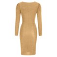 thumbnail image 5 of Sexy Dresses for Women Lowcut Ruched Slim Fitted Pencil Dress Long Sleeve Solid Color Elegant Tight Dress for Women, 5 of 6