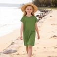thumbnail image 4 of UQJfacai Girls Short Sleeve Dress A-Line Loose Casual Shift Swing Summer Crewneck T-Shirt Dress with Pockets 5-14 Years, 4 of 9
