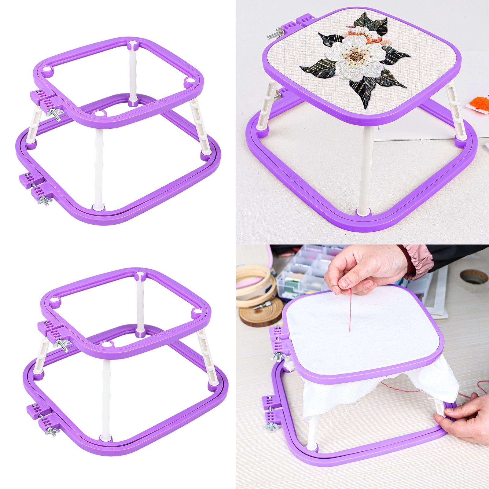 Embroidery Hoop Adjustable Embroidery Frame Double Layer Crosses Stitching Hoop Sewing Tool for Craft Project