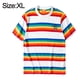 thumbnail image 2 of Camiseta de rayas de colores del arco iris para mujer, cuello redondo, manga corta, básica, blusa superior, camisa de arcoíris para mujeres y hombres, 2 of 5