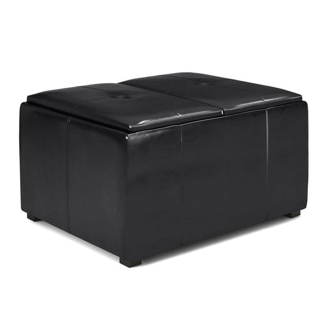 Avalon Table Basse Ottomane de Rangement 34 Po.W en Cuir Synthétique Noir Minuit
