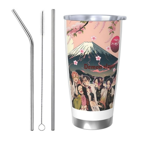 

Demon Slayer Coffee Mug 20 Oz Insulated Stainless Steel Coffee Travel Mug | Vacuum Sealed Cartoon Design Bottle for Car & Gifts