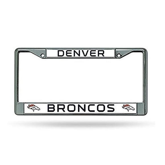 Marco de placa de matrícula estándar de cromo de Rico Industries NFL Denver Broncos, 6 x 12.25"