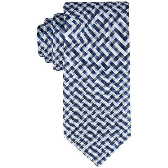 Tommy Hilfiger Mens Oxford Gingham Navy Blue Tie OS