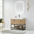 thumbnail image 4 of Vinnova Alistair 36" White Stone Top Oak Single Vanity Black Frame w/o Mirror, 4 of 16