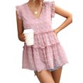 thumbnail image 3 of SAYOO - Chaleco holgado con volantes y plisado con cuello en V para mujer, informal, sin mangas, a la moda SAYOO Estilo de ocio, 3 of 7