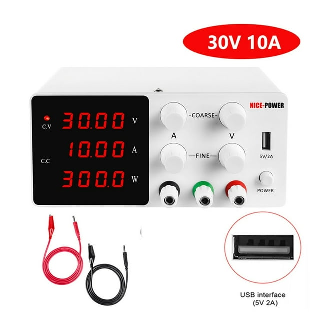 Alimentation de Laboratoire Réglable CC 30V 10A, Source d'Alimentation de Banc de Labo Numérique à DEL, Alimentation Stabilisée, Recherche de Régulateur de Tension, Bricolage, Facile à Utiliser