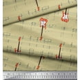 thumbnail image 2 of Soimoi Beige Viscose Chiffon Fabric Notes & Guitar Musical Instrument Printed Craft Fabric by the Yard 42 Inch Wide, 2 of 3