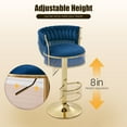 thumbnail image 5 of MOONMISS Velvet Upholstered Adjustable Height Swivel Armless Bar Stools with Golden Footrest(set of 2)-Navy Blue, 5 of 6