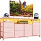 thumbnail image 1 of Qinaqin 10 Cajón cm de Profundidadresser TV Soporte 63-Inch Ancho para 65 70 75-Inch TVs Tela Entertainment Center con Power Outlets y LE Profundidad Lights en Rosa cm, 1 of 7