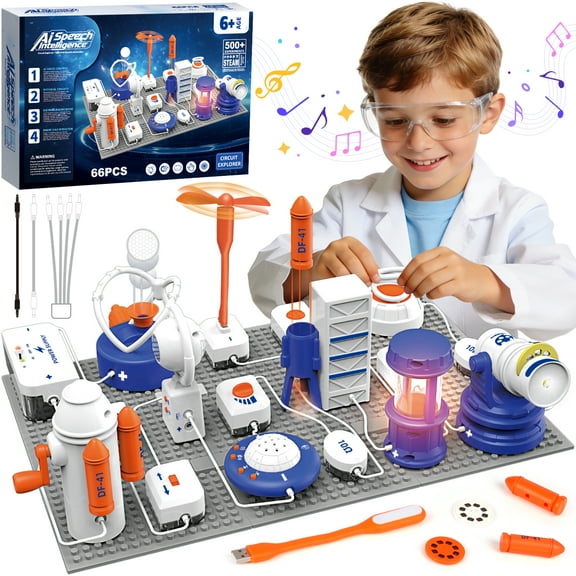 Beefunni Science Kit for Kids, 58PCS STEM Toys for Boys 8-11 Years,  Science Kit for Kids, Physics Science Experiments Circuit Board Kit for Kids, STEM Educational Toys Gift for Kids 5 6 7 8  