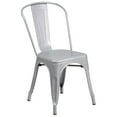 thumbnail image 2 of 23.75'' Square Silver Metal Indoor-Outdoor Table Set with 2 Stack Chairs, 2 of 5
