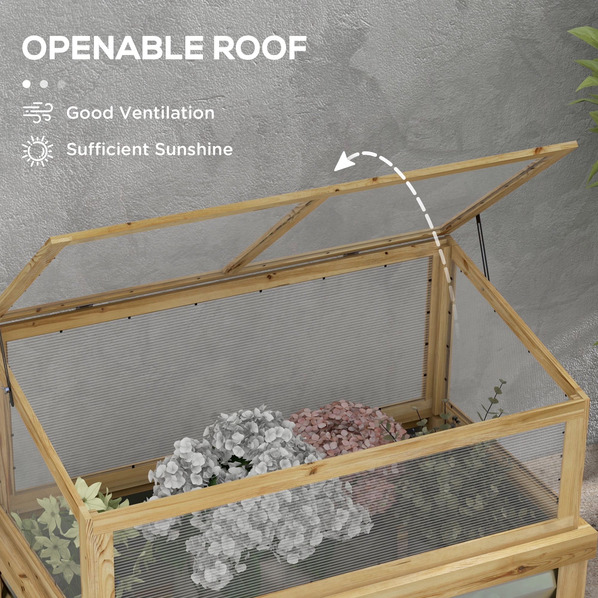 Outsunny Raised Garden Bed with Wooden Cold Frame, 41" x 22.5" x 28.25"
