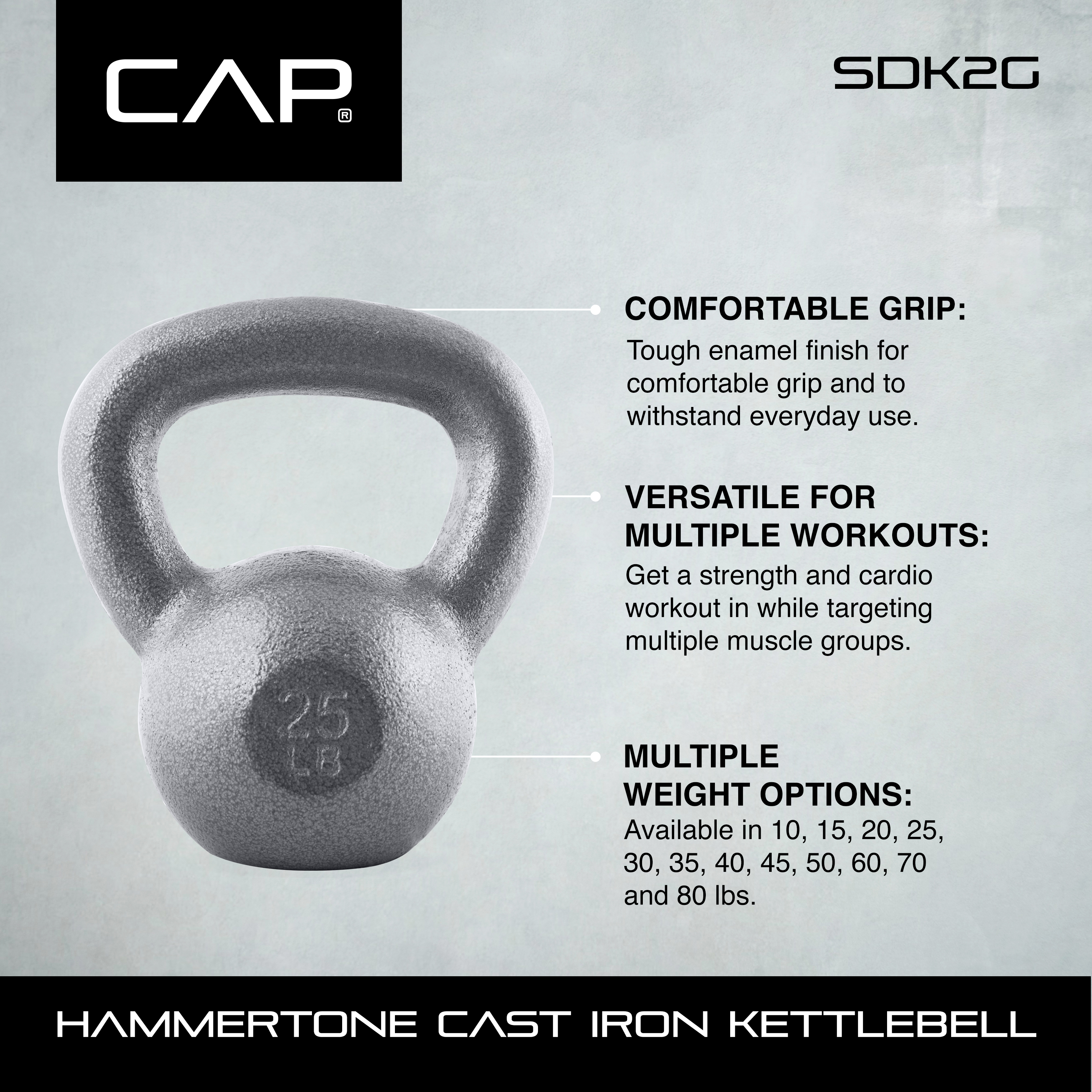 CAP Barbell Cast Iron Kettlebell, 20 lb photo 5