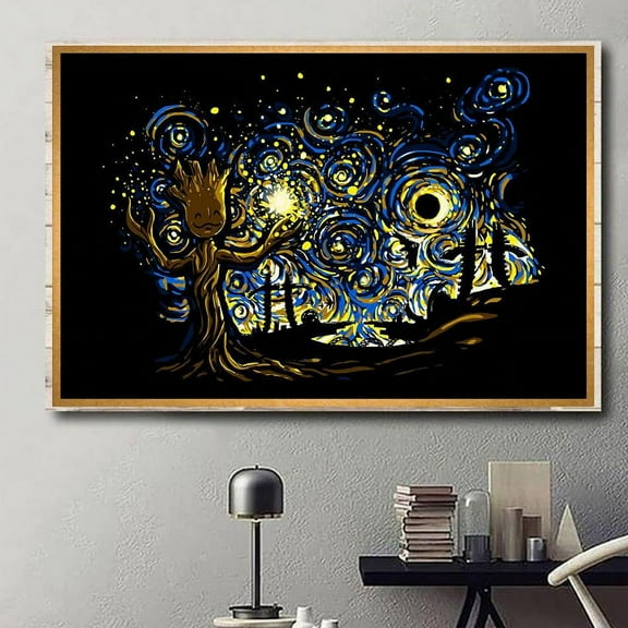 Baby Groot Starry Night poster 11 x 17 Inch Poster