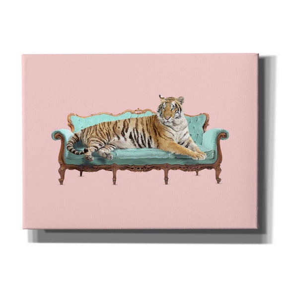 Epic Graffiti 'Lazy Tiger' by Robert Farkas, Canvas Wall Art, 54"x40"