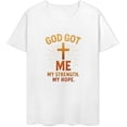 thumbnail image 3 of Camiseta de manga corta de algodón con gráfico "Dios me dio fe sobre el miedo", divertida, informal, de verano, 3 of 8