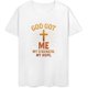 thumbnail image 3 of Camiseta de manga corta de algodón con gráfico "Dios me dio fe sobre el miedo", divertida, informal, de verano, 3 of 8
