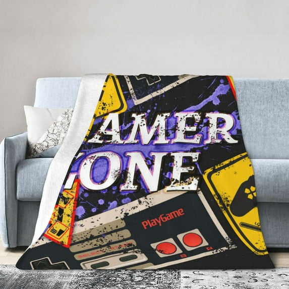 DouZhe Ultra-Soft Micro Fleece Lightweight Flannel Bed Blanket, Game Time Gamer Zone Print Cozy Warm Throw Blankets, 60"x50"