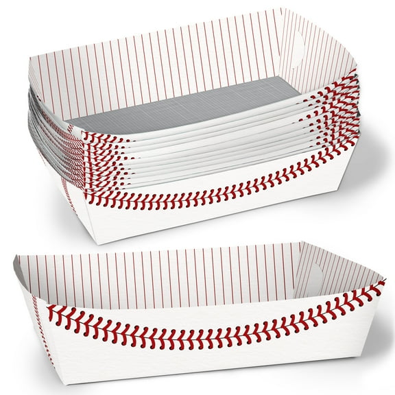 Big Dot of Happiness Baseball Party Paper Food Trays, Disposable Double-Sided Paper Food Holders for Nachos, Hot Dogs, French Fries - 12 Ct