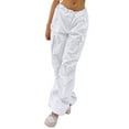 thumbnail image 3 of Xuanfei Women Solid Color Drawstring Waist Straight Wide Leg With Pocket Cargo Pants, 3 of 7