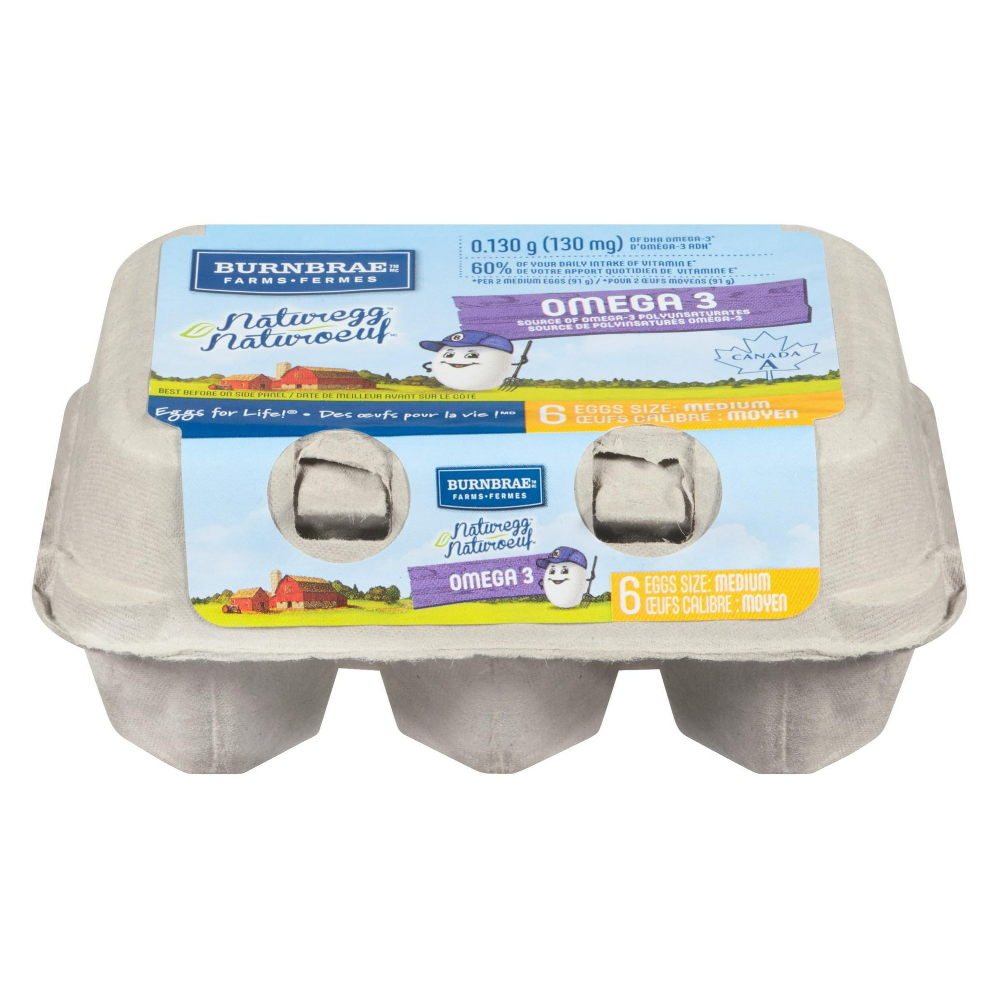 Naturegg 6 Pack Medium Omega 3 White Eggs, 6 eggs / carton