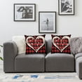 thumbnail image 3 of Shangniulu Valentines Pillow Covers 18x18 Inch 2 Pcs, Red Black Buffalo Plaid Love Hearts Decorative Throw Pillows for Couch, Valentine's Day Outdoor Decor Pillowcase Linen Cushion Cover for Bed Sofa, 3 of 6