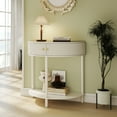 thumbnail image 2 of CQSXDA Artisan-Crafted Wave-Pattern Demi-Lune Console Table In  Finish With 2 Storage Drawers And Bottom Shelf, 2 of 15