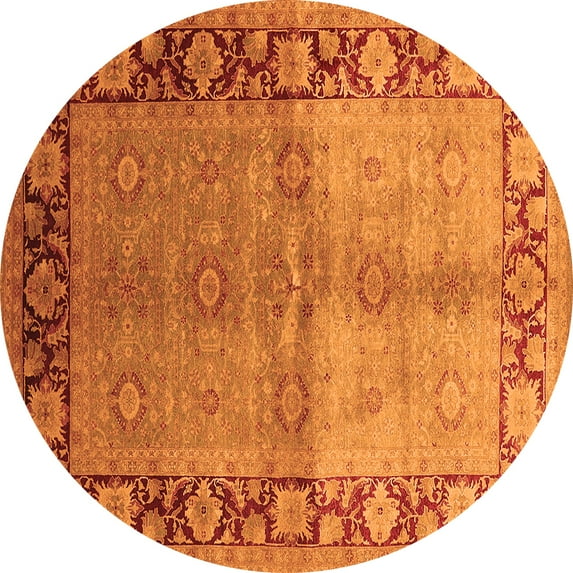 Ahgly Company Indoor Round Oriental Orange Industrial Area Rugs, 7' Round