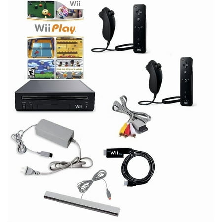 Deluxe 2-Player Black Wii Console Bundle with Wii Play Game - Smart TV Ready