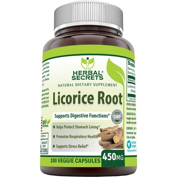 Herbal Secrets Licorice Root 450 Mg 100 Veggie Capsules