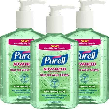 - (3 Pack) Purell Instant Hand Sanitizer with Pump - Aloe, 8 Ounce