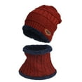 thumbnail image 4 of Generic Children's Lightweight Hats Contrast Colors Knitted Warm Winter Hats for Kid Hat+Scarf Two Piece Set for Toddler Headgear Adjustable Breathable Sun Protection (,Red), 4 of 5