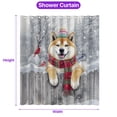 thumbnail image 5 of Playful Akita Welcomes Winter Snowy Day with Cardinal Bird Shower Curtain Inu Dog Lover Waterproof Bathroom Bathtub Curtain - 12017, 5 of 5