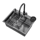 thumbnail image 1 of Kit De Tarja Empotrable T6046n De Acero Inox Color Negro 60 Cm X 46 Cm Incluye Mezcladora, Escurridora, Limpia Copas, Dispensador De Jabón, Contracanasta Y Céspol., 1 of 8