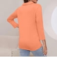 thumbnail image 6 of Lumtrix Women'S V Neck 3/4 Sleeve Tops Quarter Zip Collared Shirts Summer Tees Dressy Casual Top Orange XL, 6 of 7
